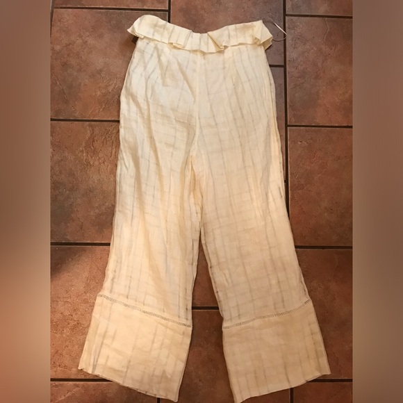 Cult Gaia elle grid straight leg linen pant flare hidden zip - Picture 4 of 7